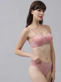 Stylish Pink  Bra And Panty Set For Women-thumb1