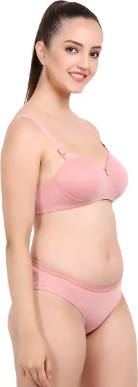 Stylish Pink  Bra And Panty Set For Women-thumb1