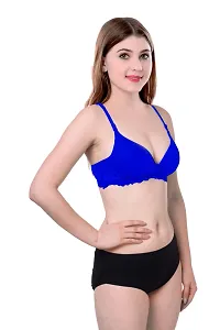 Women Cotton Bra Panty Set for Lingerie Set Pack of 2  Color : Blue,Maroon-thumb1