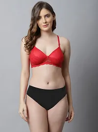 CUPSIN-Women Red,Black Cotton Bra Panty Set|Lingerie Set|Honeymoon Night Dress Wedding|Valentine Beautiful Gift for Girl|Bra Panty Set for Women with Sexy|Bra Panty Set for Women-thumb1