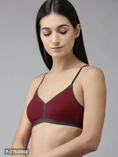 Stylish Maroon Cotton Solid Bras For Women-thumb3