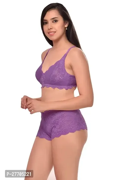 Women Net Bra Panty Set for Lingerie Set Pack of 2  Color : Purple,Yellow-thumb4