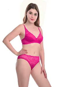 Stylish Pink  Bra And Panty Set For Women-thumb1