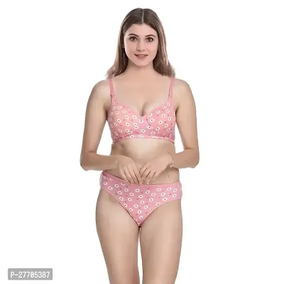 Women Cotton Bra Panty Set for Lingerie Set Pack of 2  Color : Pink,Grey-thumb2