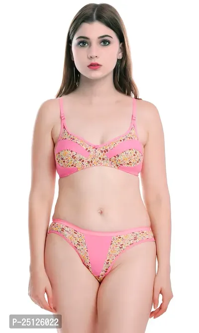 Stylish Pink  Bra And Panty Set For Women-thumb0