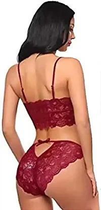 Stylish Red  Bra And Panty Set For Women-thumb1