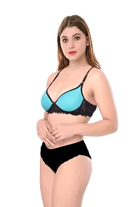 Women Cotton Bra Panty Set for Lingerie Set Pack of 2  Color : Blue,Maroon-thumb2