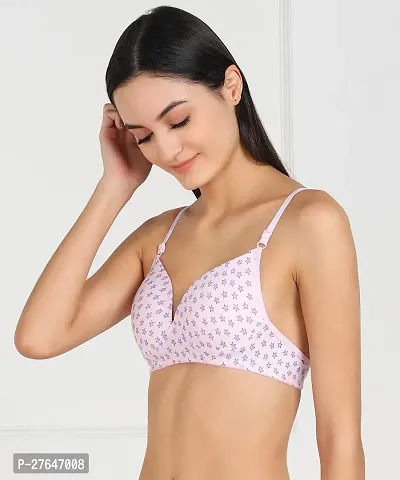 Stylish Pink Cotton Solid Bras For Women-thumb3