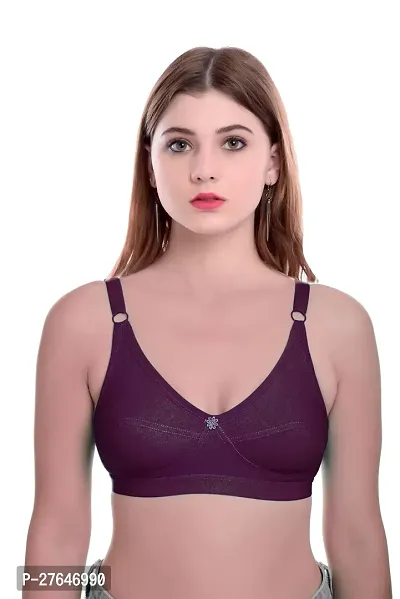 Stylish Maroon Cotton Solid Bras For Women-thumb0