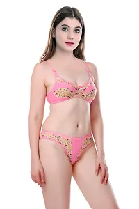 Stylish Pink  Bra And Panty Set For Women-thumb1