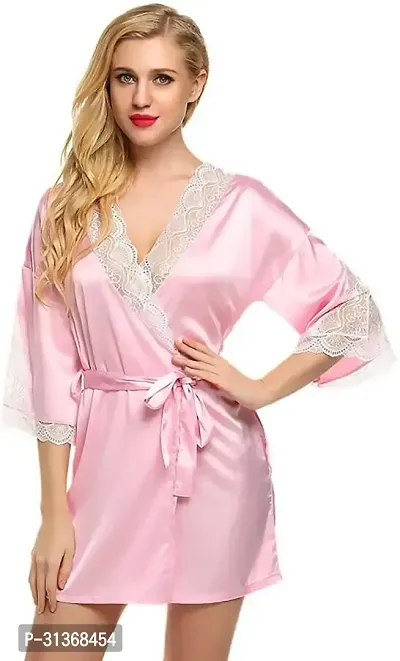 Women Pink Designed Babydoll Sexy Lingerie Set Honeymoon Nighty Anniversary Night Dress-thumb0