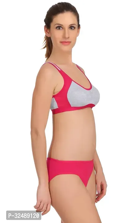 Stylish Cotton Solid Bra and Panty Set for Women-thumb2