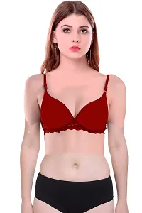 Women Cotton Bra Panty Set for Lingerie Set Pack of 1  Color : Maroon-thumb4