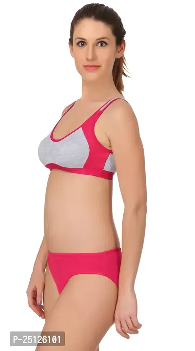 Stylish Pink  Bra And Panty Set For Women-thumb3