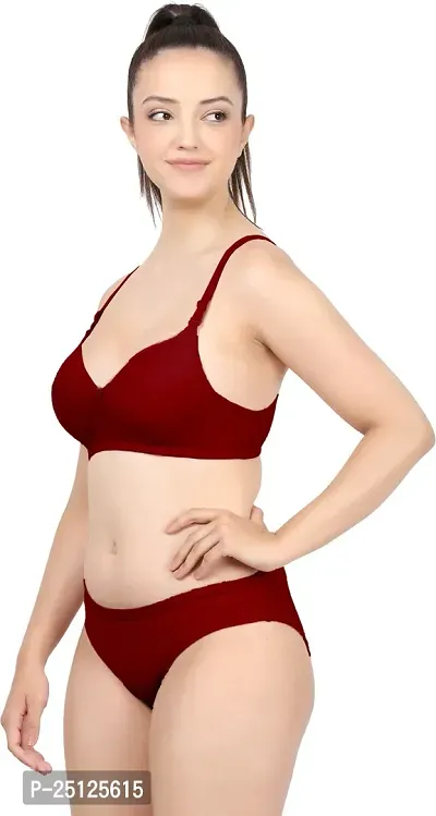 Stylish Maroon  Bra And Panty Set For Women-thumb3