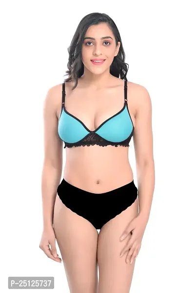 Stylish Blue  Bra And Panty Set For Women-thumb0