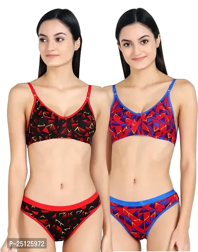 Stylish Multicoloured  Bra And Panty Set For Women Pack Of 2-thumb0