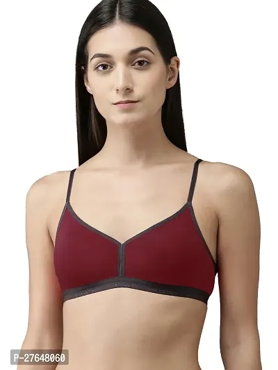 Stylish Maroon Cotton Solid Bras For Women