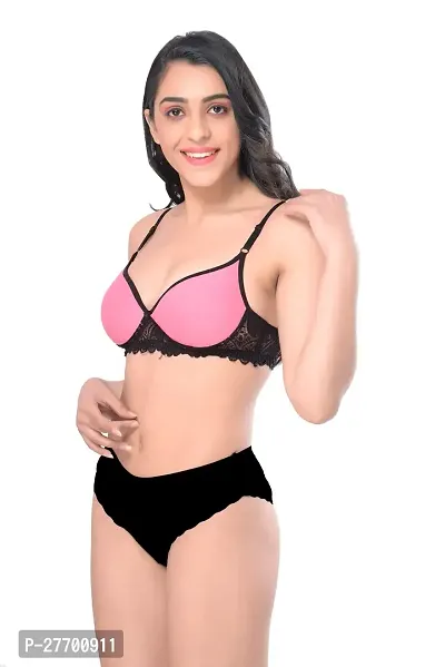 Women Cotton Bra Panty Set for Lingerie Set Pack of 1  Color : Pink-thumb3