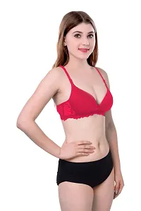 Women Cotton Bra Panty Set for Lingerie Set Pack of 1  Color : Pink-thumb2