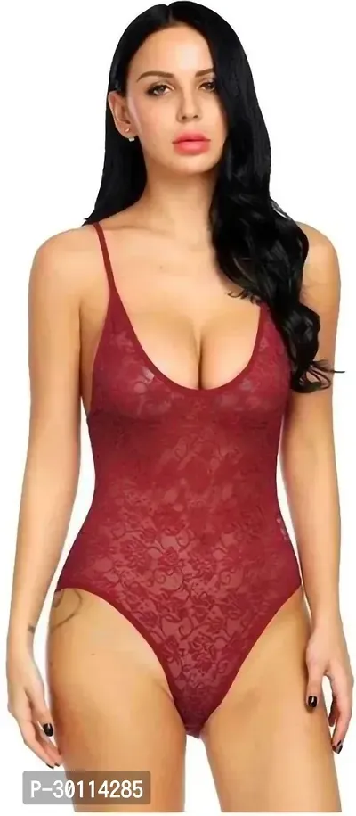 Stylish Maroon Net Bridal Baby Doll For Women-thumb0