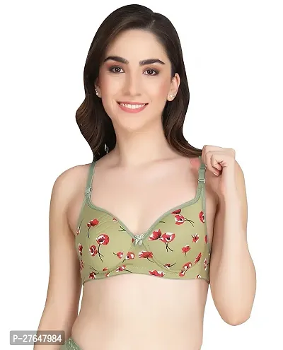 Stylish Green Cotton Solid Bras For Women-thumb0