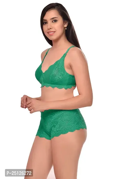 Stylish Green  Bra And Panty Set For Women-thumb3