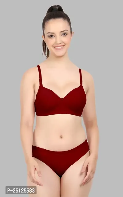 Stylish Maroon  Bra And Panty Set For Women-thumb0