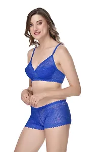 Women Net Bra Panty Set for Lingerie Set Pack of 2  Color : Blue,Maroon-thumb2