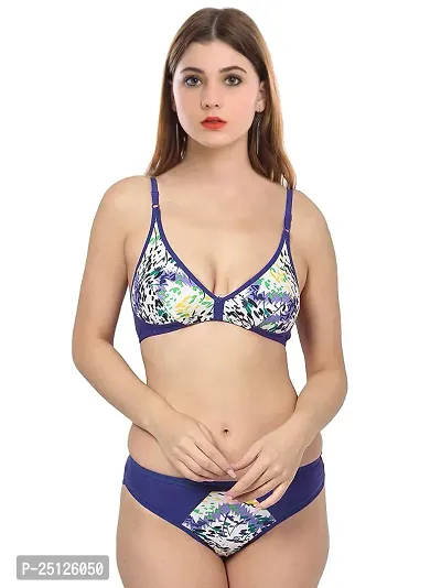 Stylish Blue  Bra And Panty Set For Women-thumb0