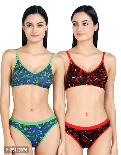 Stylish Multicoloured  Bra And Panty Set For Women Pack Of 2-thumb0