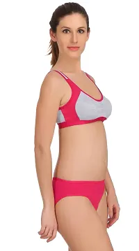 Stylish Pink  Bra And Panty Set For Women-thumb1