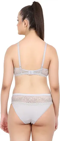 Stylish Silver  Bra And Panty Set For Women-thumb3