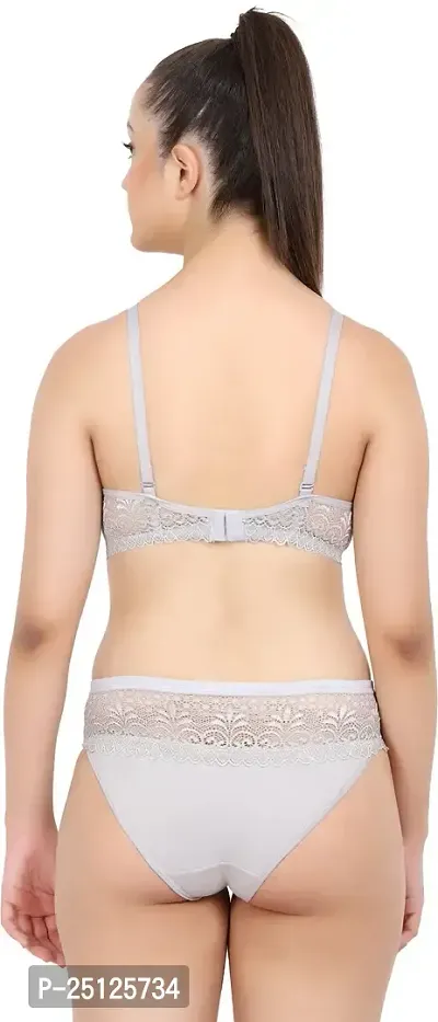 Stylish Silver  Bra And Panty Set For Women-thumb4