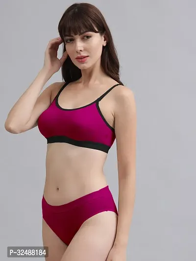 Stylish Cotton Solid Bra and Panty Set for Women-thumb3