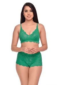 Women Net Bra Panty Set for Lingerie Set Pack of 2  Color : Red,Green-thumb4