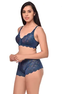 Women Net Bra Panty Set for Lingerie Set Pack of 2  Color : Blue,Purple-thumb3