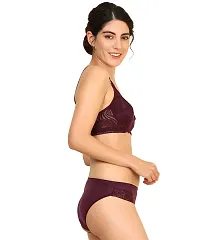 Women Cotton Bra Panty Set for Lingerie Set Pack of 2  Color : Maroon,Brown-thumb1