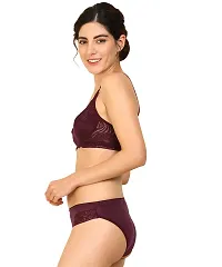 Women Cotton Bra Panty Set for Lingerie Set Pack of 2  Color : Maroon,Brown-thumb2