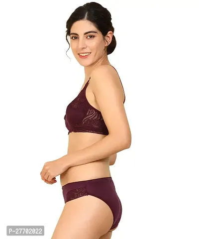 Women Cotton Bra Panty Set for Lingerie Set Pack of 2  Color : Maroon,Brown-thumb3