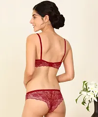 Women Cotton Bra Panty Set for Lingerie Set Pack of 3  Color : Brown,Maroon,Blue-thumb3