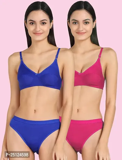 Stylish Multicoloured  Bra And Panty Set For Women Pack Of 2-thumb0