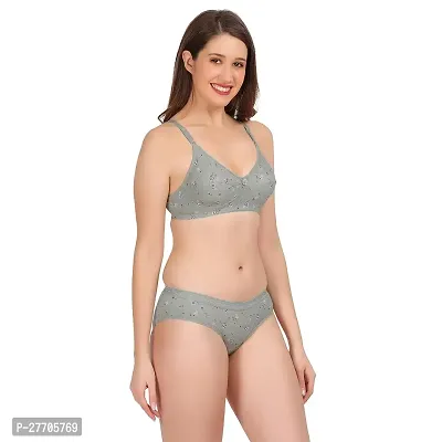 Women Cotton Bra Panty Set for Lingerie Set Pack of 2  Color : Grey,Green-thumb3