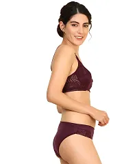 Women Cotton Bra Panty Set for Lingerie Set Pack of 2  Color : Maroon,Red-thumb1