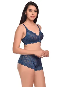 Women Net Bra Panty Set for Lingerie Set Pack of 2  Color : Blue,Maroon-thumb2