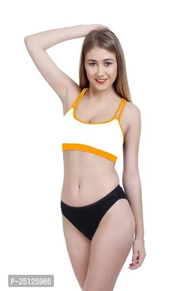 Stylish Yellow  Bra And Panty Set For Women-thumb3