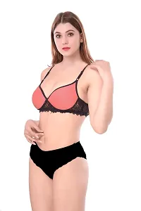 Women Cotton Bra Panty Set for Lingerie Set Pack of 3  Color : Orange,Maroon,Gold-thumb2