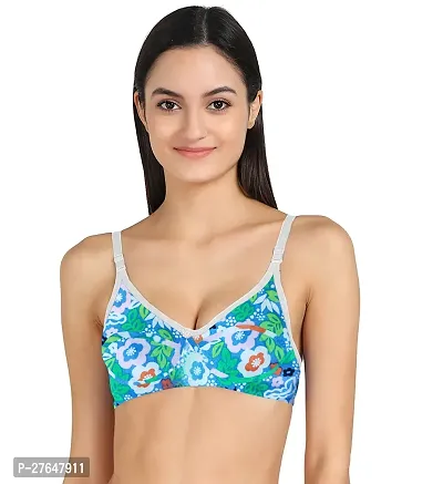 Stylish Blue Cotton Solid Bras For Women-thumb0