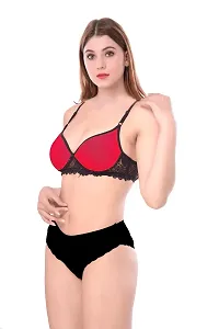 Women Cotton Bra Panty Set for Lingerie Set Pack of 1  Color : Red-thumb2