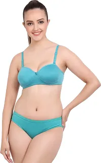 Women Cotton Bra Panty Set for Lingerie Set Pack of 2  Color : Green,R-Blue-thumb3